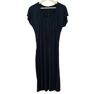 Talbots Knit Dress Scoop Neck Short Sleeve Lightweight Black Size Large Petite